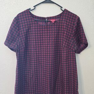 Merona Red and Black Houndstooth Blouse